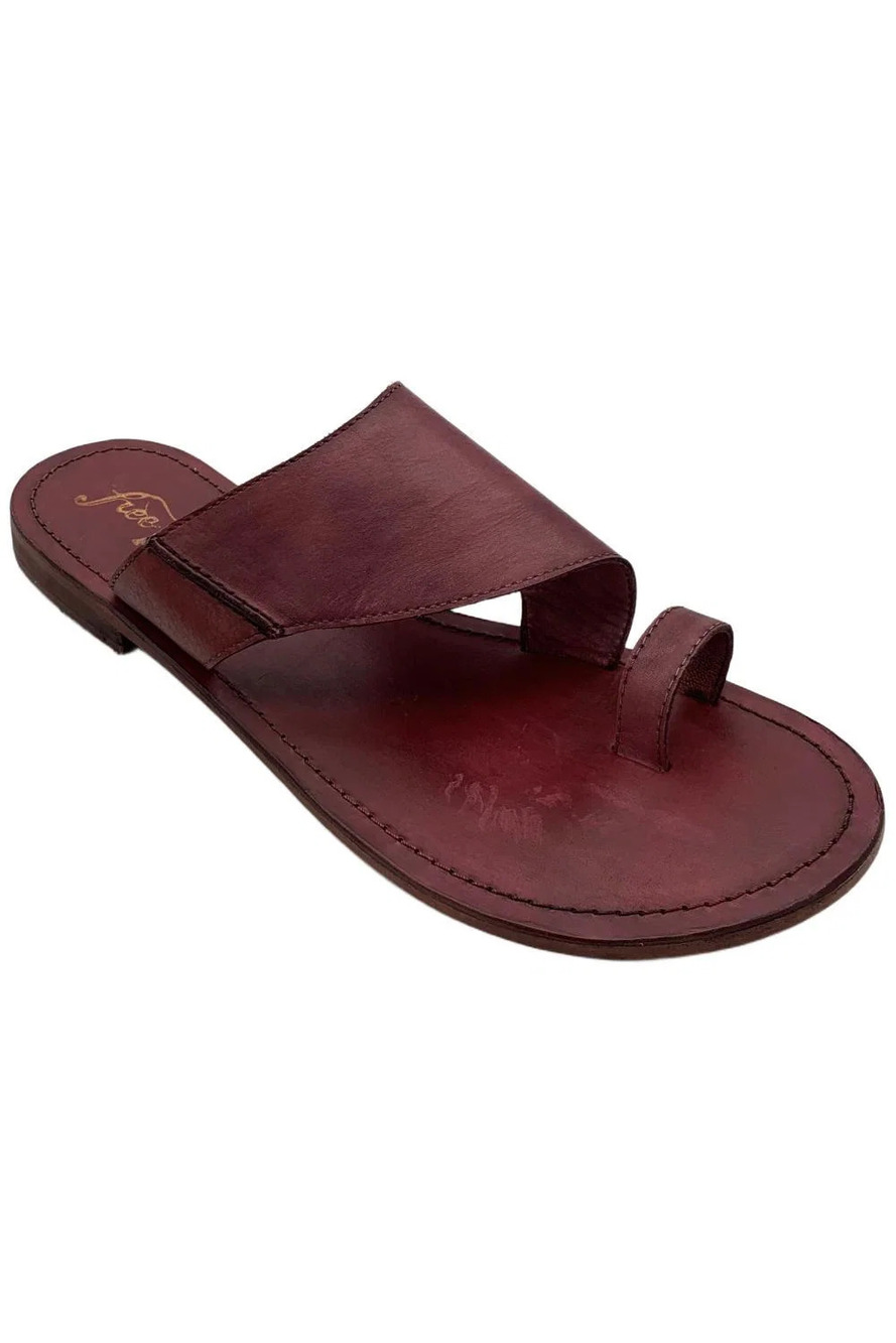 Free People Women's Sant Antoni Leather Slip-On Slide Sandal Cherry - Medium